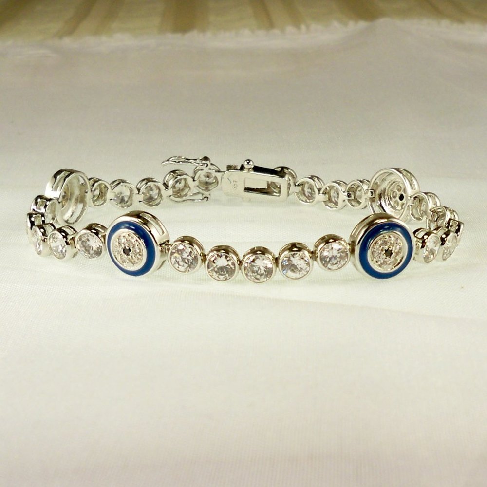 NEW Bezel Cubic Zirconias Silver DESIGNER Bracelet